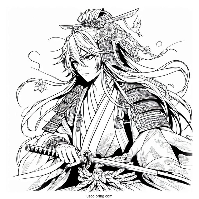 Manga Coloring Page Of The Elusive Samurai