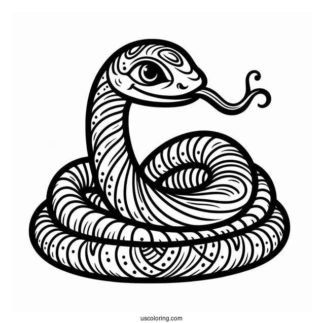Curled Up Snake With Tongue Out