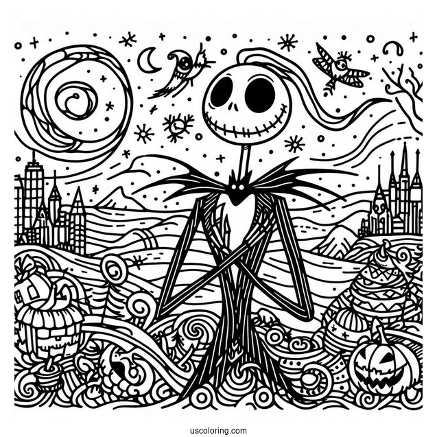 Nightmare Before Christmas Coloring In For Kids