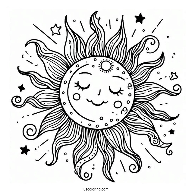 Easy Sun To Color For Preschoolers