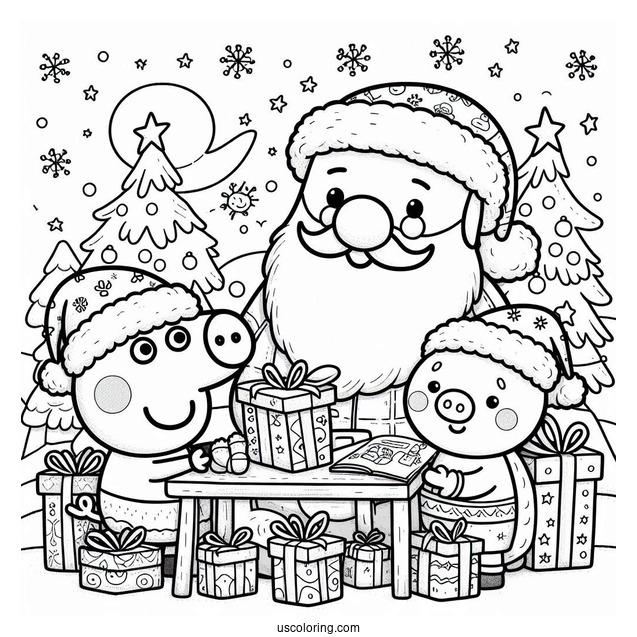 Peppa Pig And George With Santa At Christmas