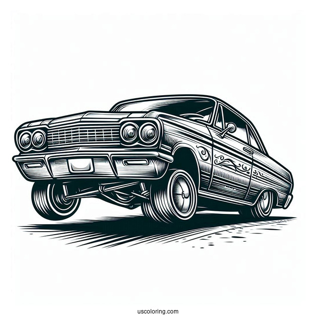 Front View Of Lowrider Coloring Page Hopping