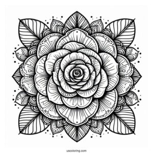 Detailed Rose Mandala For Relaxation