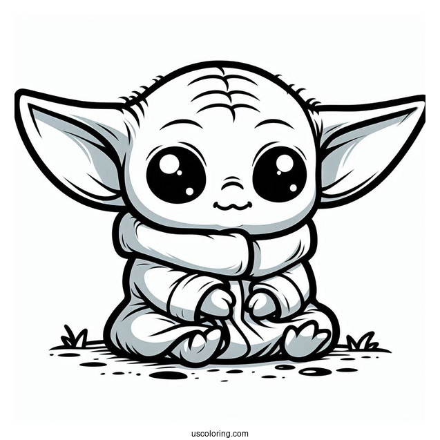 Kawaii Baby Yoda To Color