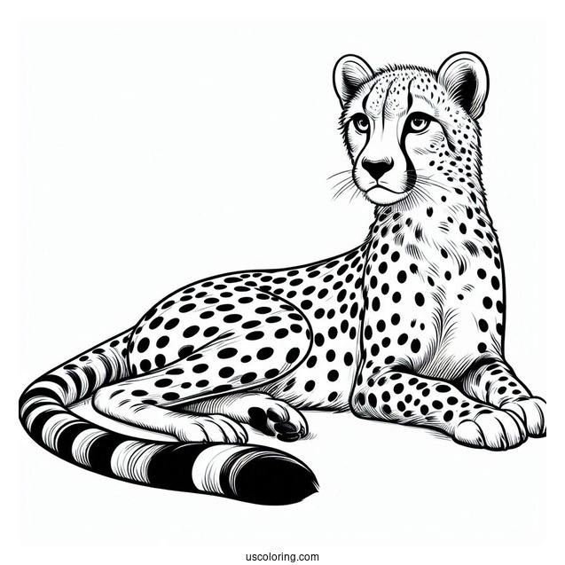 Adult Cheetah Coloring Page Sitting Down