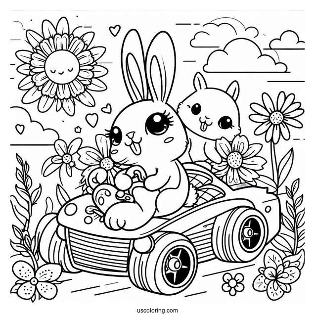 Sunny Bunnies Coloring Page Turbo On A Skateboard