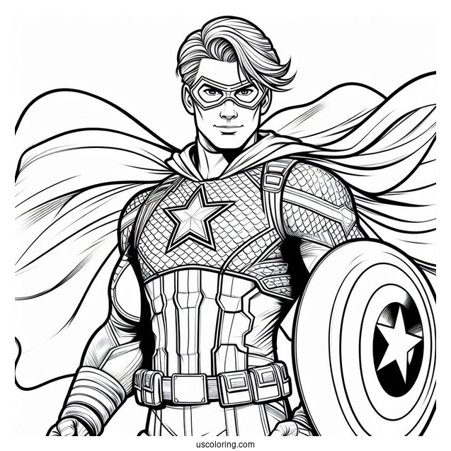 Captain America Superhero Coloring Sheet For Kids