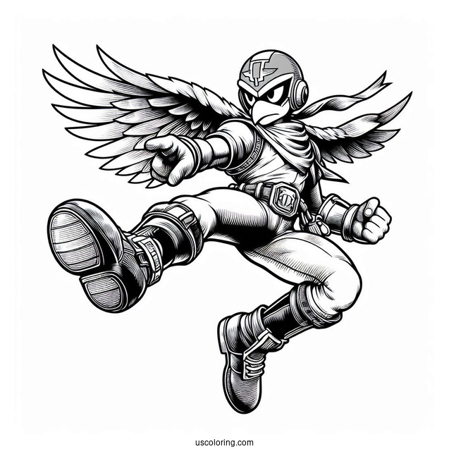 Super Smash Bros Coloring Page Of Captain Falcon Outline