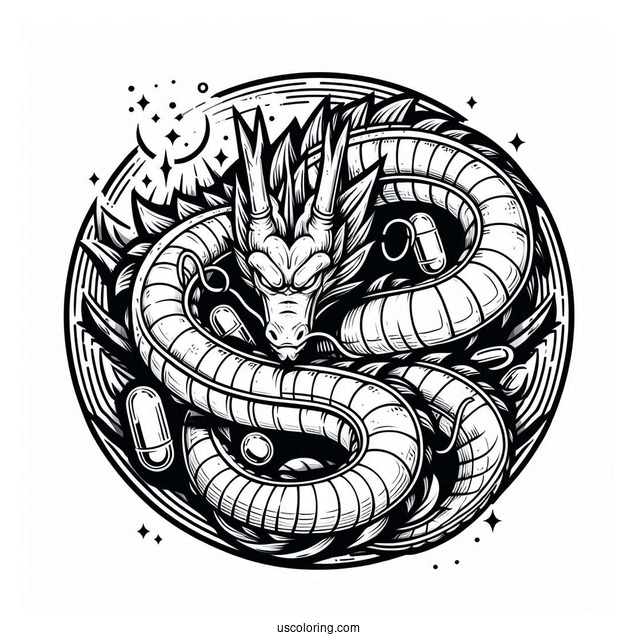 Shenron Dragon Over Capsule Corp Dragon Ball Z Coloring Page