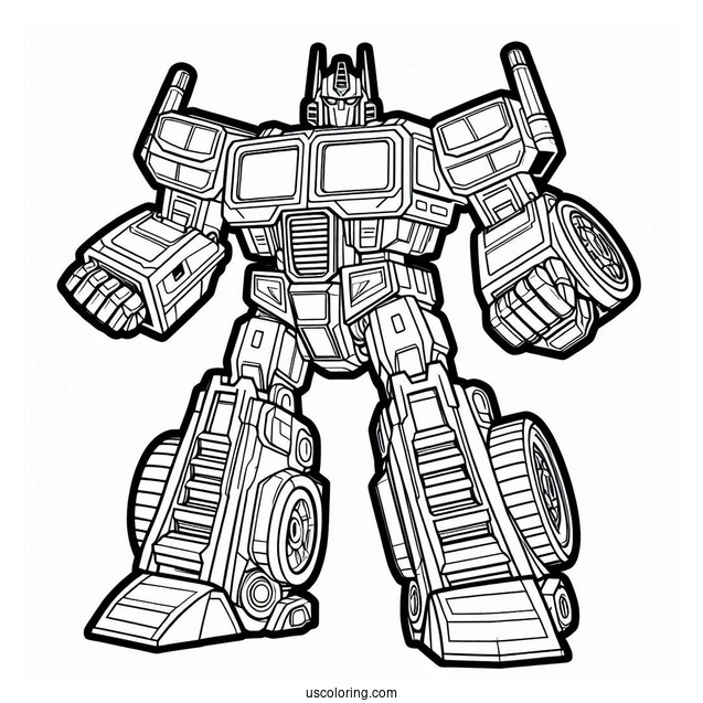 Cute Cartoon Optimus Prime Coloring Page For Preschoolers