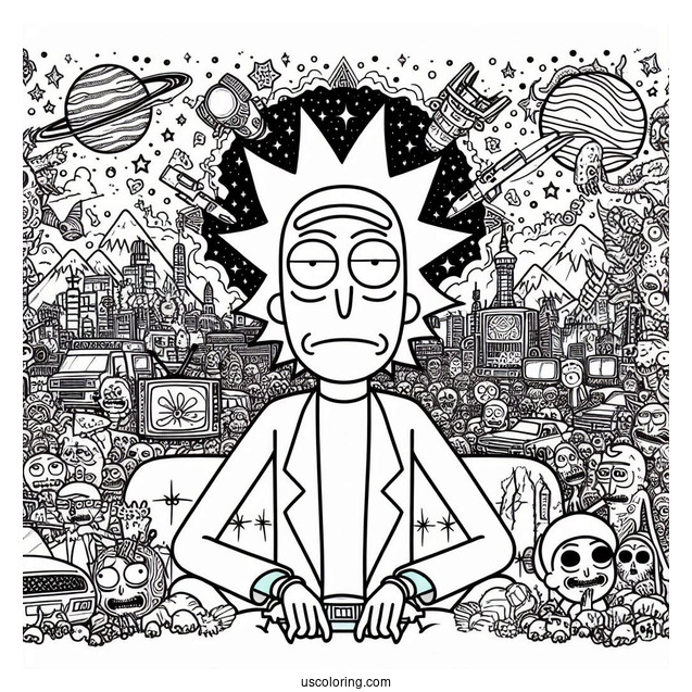 Detailed Rick And Morty TV Poster Coloring Page