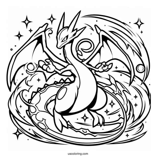 Rayquaza Coloring Page Charizard Mix
