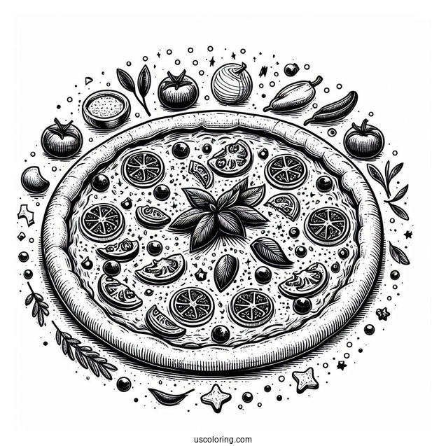 Authentic Italian Pizza Coloring Page