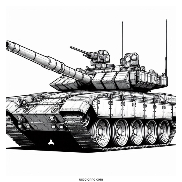 Realistic T-90M Russian Tank Coloring In