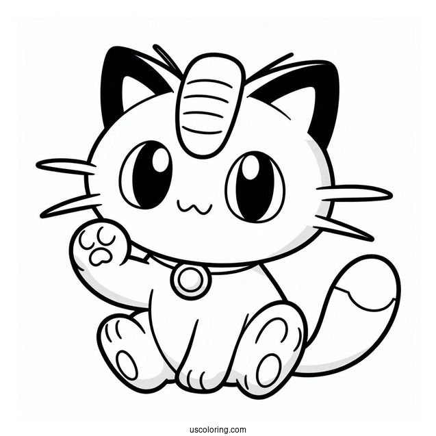 Meowth With Paw Up Coloring Page