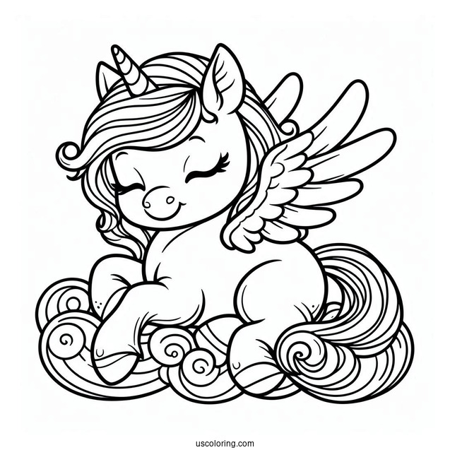 Baby Pegasus Coloring Page Outline For Preschoolers