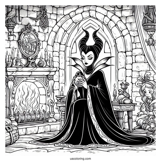 Maleficent In Castle Dungeon Coloring Page
