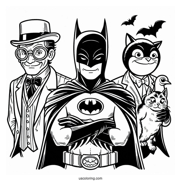 The Batman With Riddler, Penguin, And Catowman