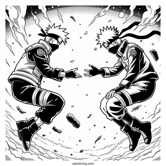 Naruto Coloring Page And Kakashi Falling From The Sky