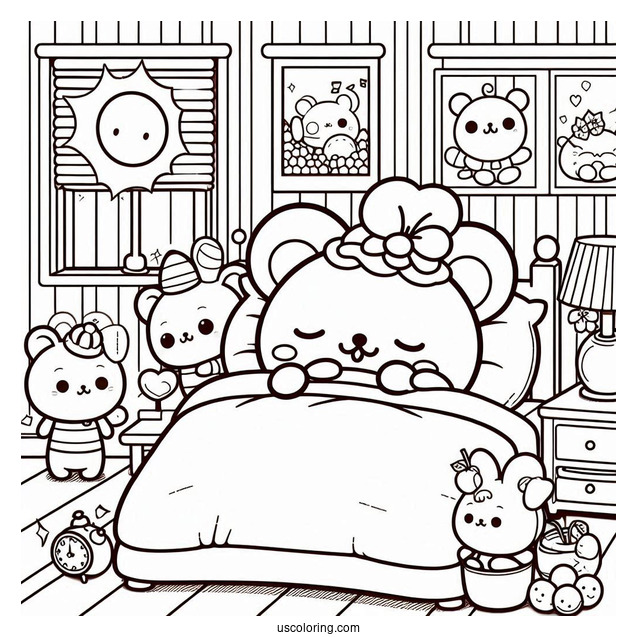 Detailed Pompompurin And Friends Sleeping In Bedroom