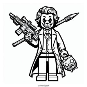 Lego Joker With Weapons Coloring Sheet