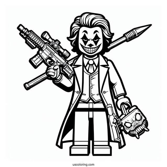 Lego Joker With Weapons Coloring Sheet