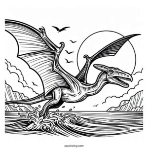 Large Pterodactyl Coloring Page Under The Sun