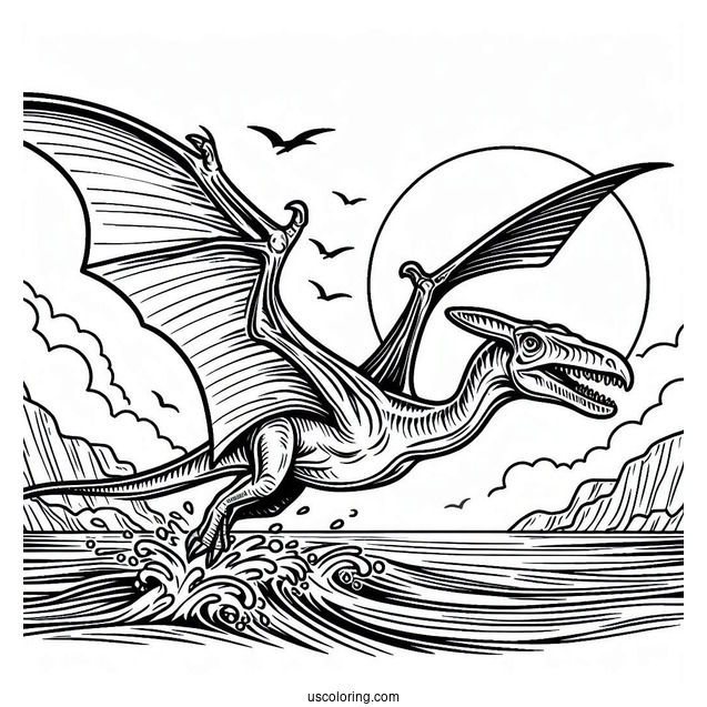 Large Pterodactyl Coloring Page Under The Sun