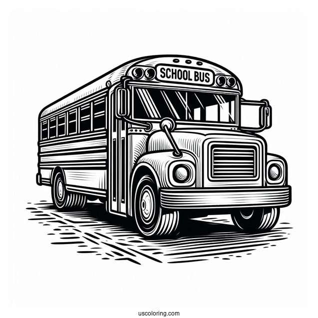 Front View Of School Bus To Color
