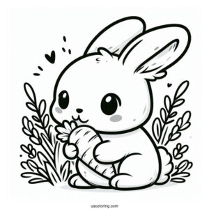 Rabbit Coloring Page Eating A Carrot