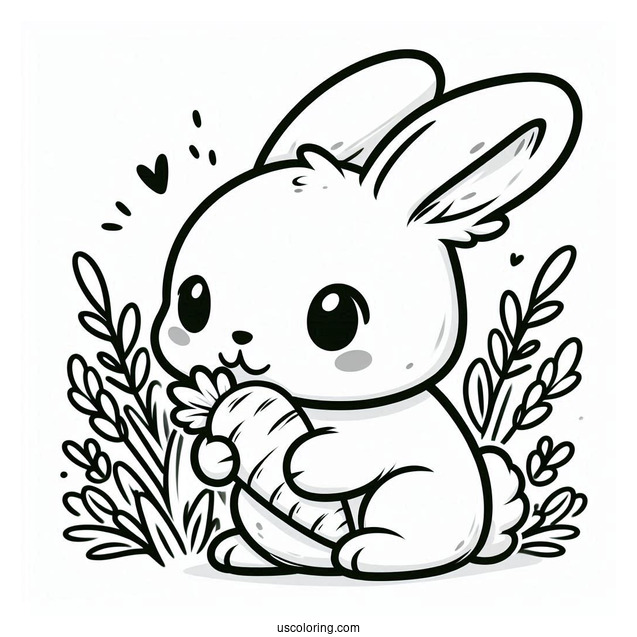 Rabbit Coloring Page Eating A Carrot