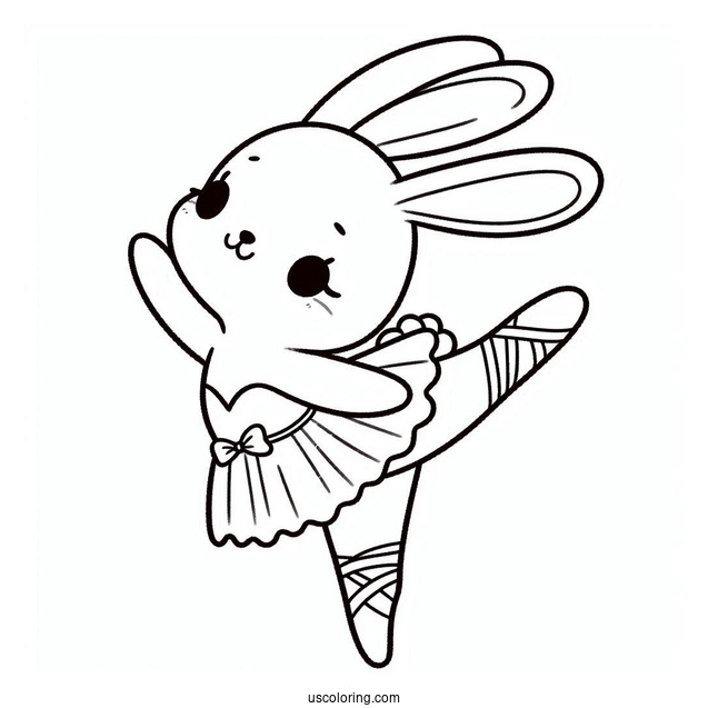 Cute Bunny Doing Ballet Coloring Page
