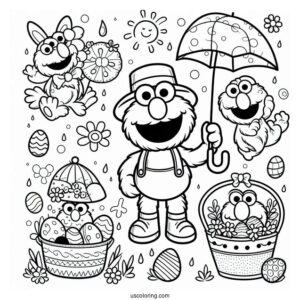 Easter Themed Elmo Coloring Page