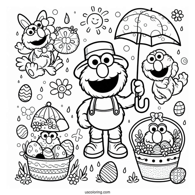 Easter Themed Elmo Coloring Page