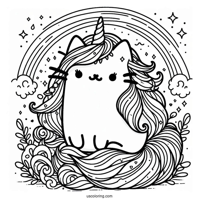 Unicorn Pusheen With Long Rainbow Hair
