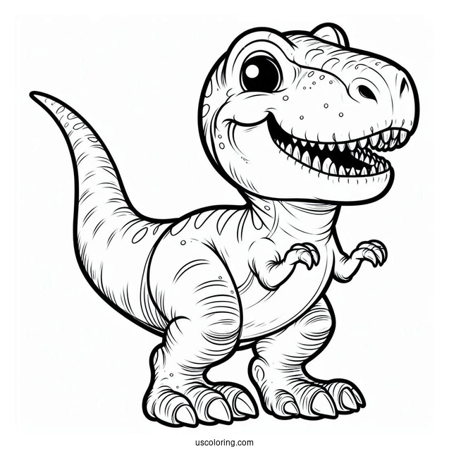Smiling Tyrannosaurus Rex Coloring Page