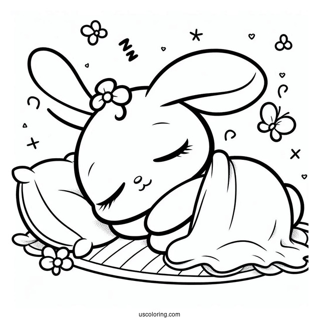 Easy Pochacco Coloring Page Sleeping
