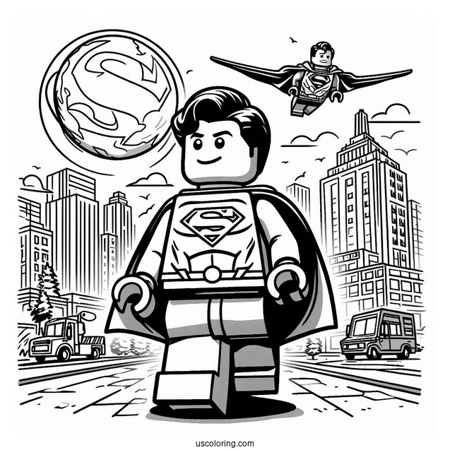 Lego Superman In Front Of Daily Planet