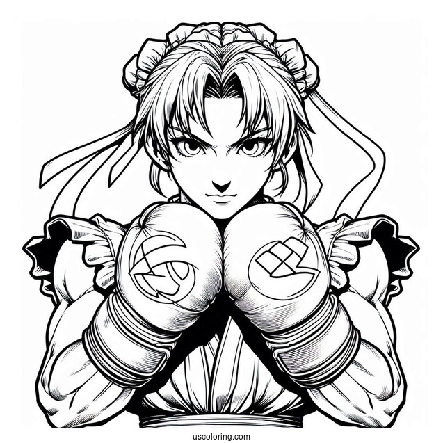 Street Fighter Coloring Page Of Sakura Kasugano Wearing Her Boxing Gloves
