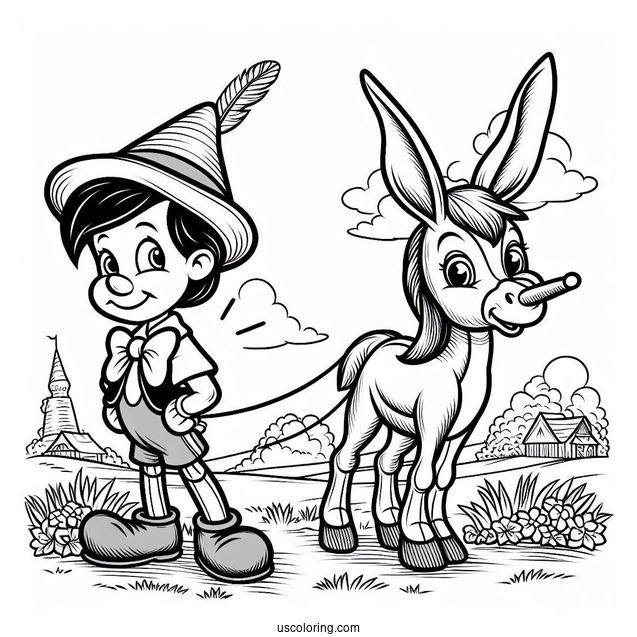 Pinocchio Coloring Page Turning Into a Donkey