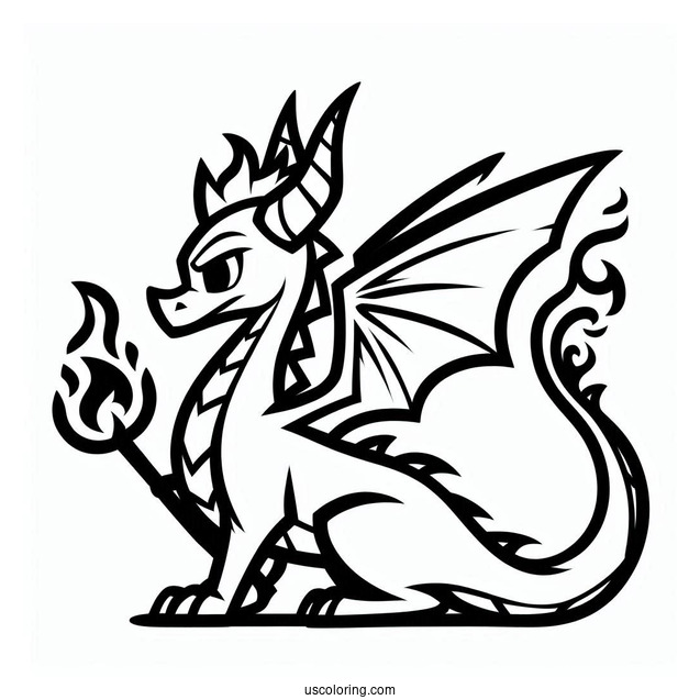 Easy Flame Dragon Outline From Sypro Coloring Page