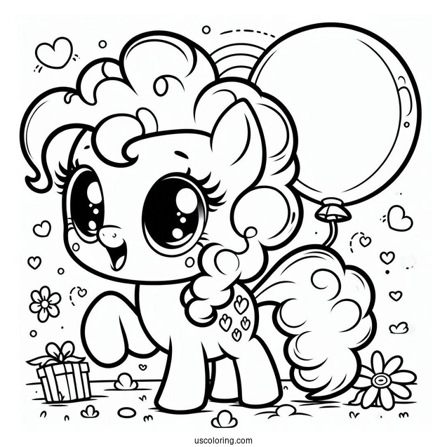 Baby Pinkie Pie Coloring Page With Balloon Background