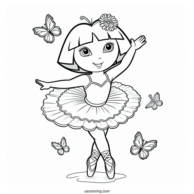 Dora As a Ballerina Coloring Page