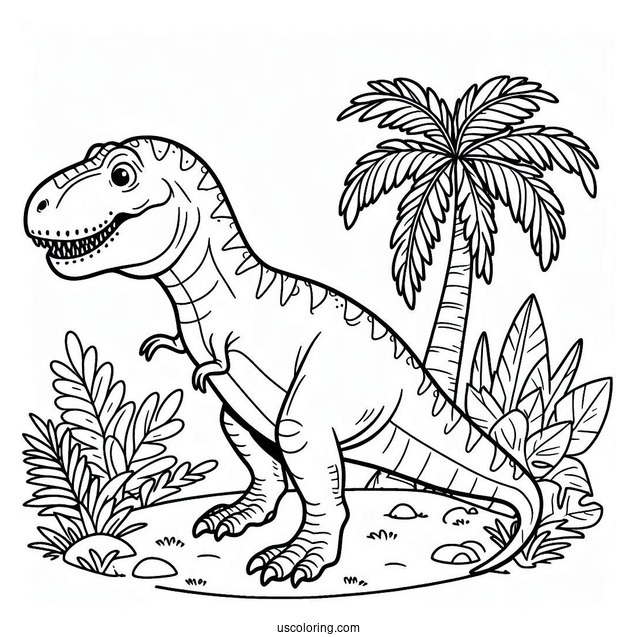 Easy T-Rex To Color For Preschoolers