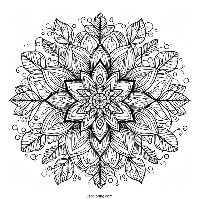 Tangled Flower Mandala Coloring Page