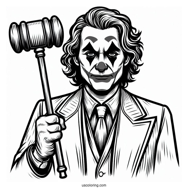 Joker Coloring Page Holding His Iconic Mallet