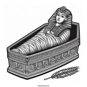 Egyptian Coffin With Mummy Coloring Page Inside