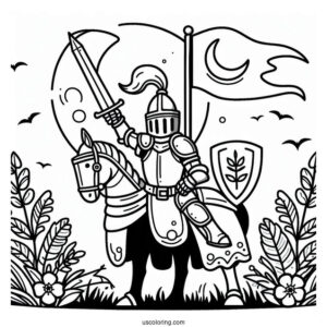 Easy Knight Coloring Sheet For Kids