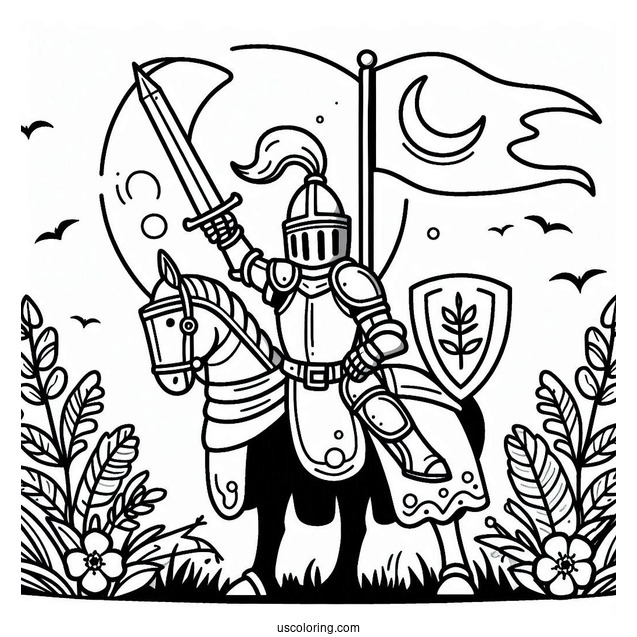 Easy Knight Coloring Sheet For Kids