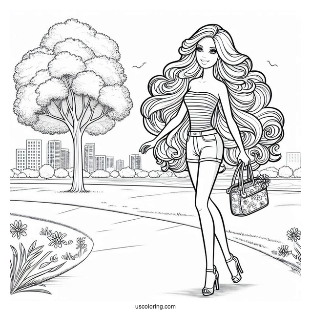 Barbie Walking At The Park